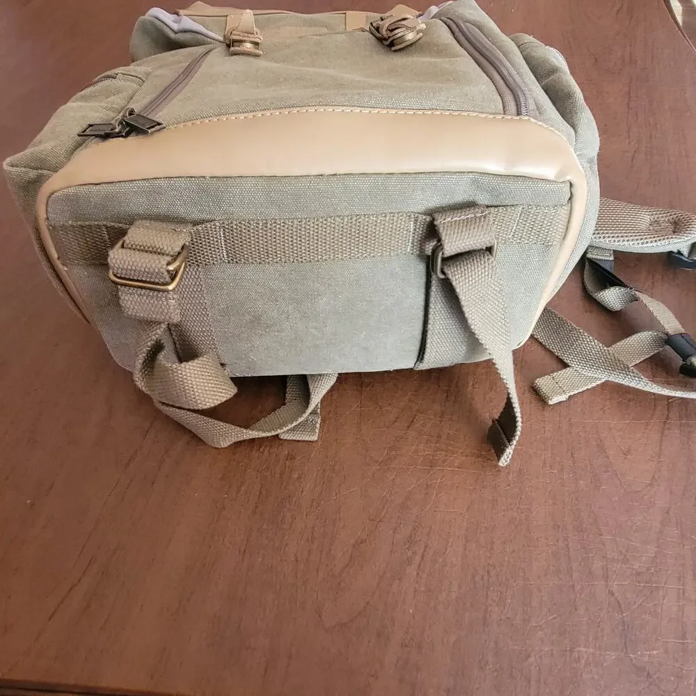 Vintage Style Tarion M02 14.5L Camera Backpack Leather Canvas Camera Bag